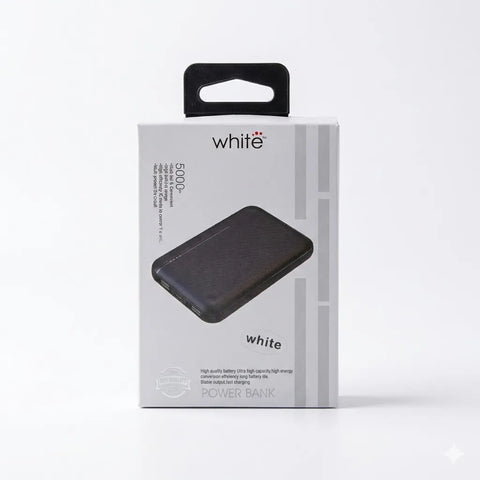 White™ 5000mAh Ultra-Slim Portable Power Bank - Compact Fast Charging