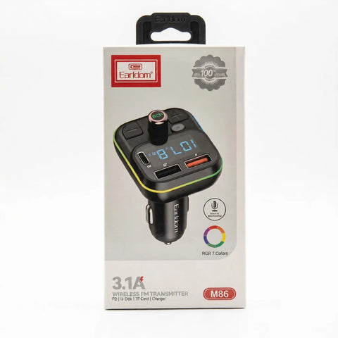 3.1A Earldom ET-M86 Wireless FM Car Transmitter