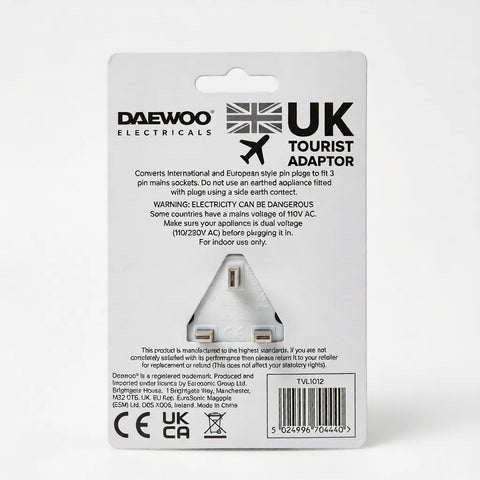 Daewoo UK Tourist Adaptor - Universal to UK 3-Pin Plug Converter