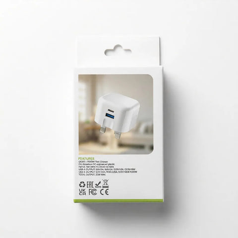 AZ 20W Fast Charger Dual Port USB-C PD & USB-A QC 3.0 Wall Plug