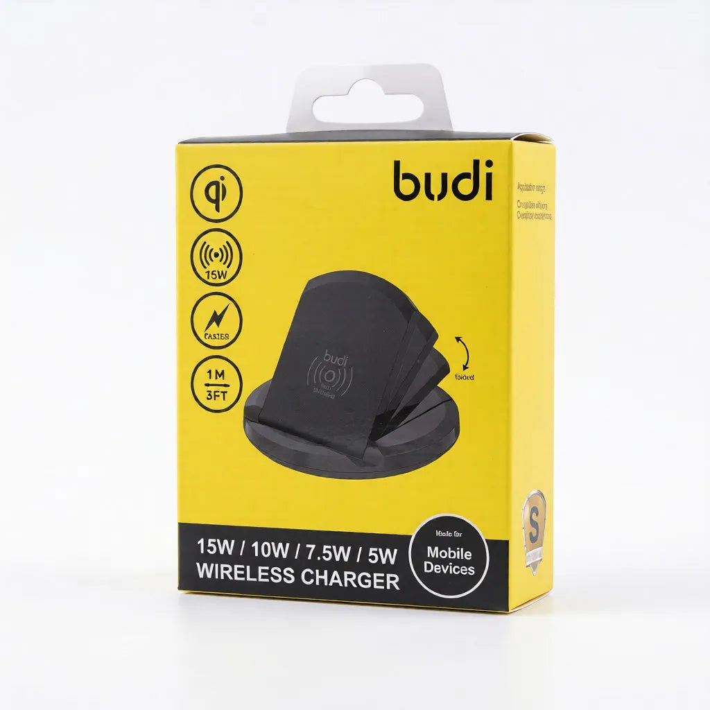 Budi 10W Fast Wireless Charger Stand - Universal Qi-Certified Charging
