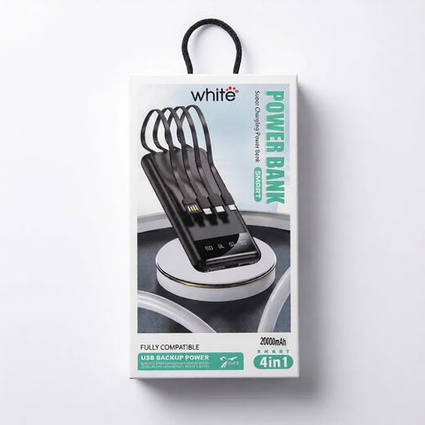 White 10 Smart Power Bank 20000mAh High Capacity Portable Charger