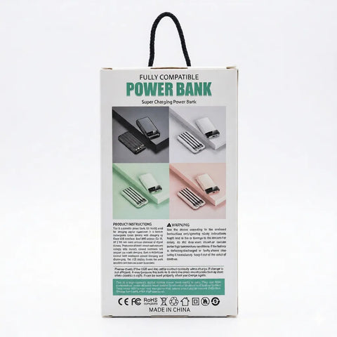 White 10 Smart Power Bank 20000mAh High Capacity Portable Charger