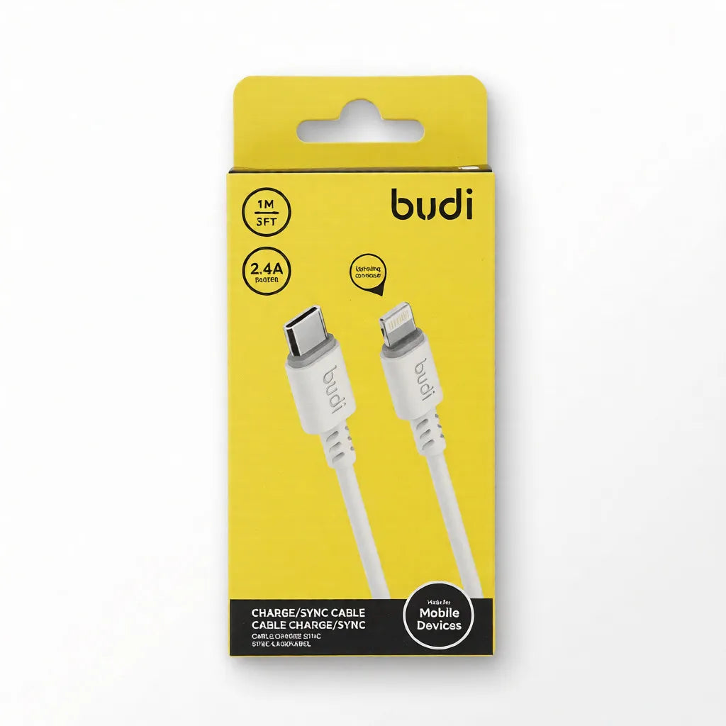 Budi 1m Type-C to Type-C Fast Charging Cable – 3A Power Delivery White