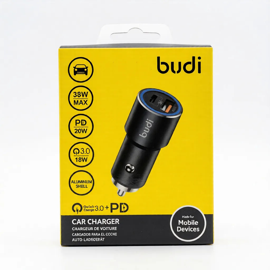 38W Dual Port Car Charger – 20W USB-C PD & 18W USB-A Fast Charge