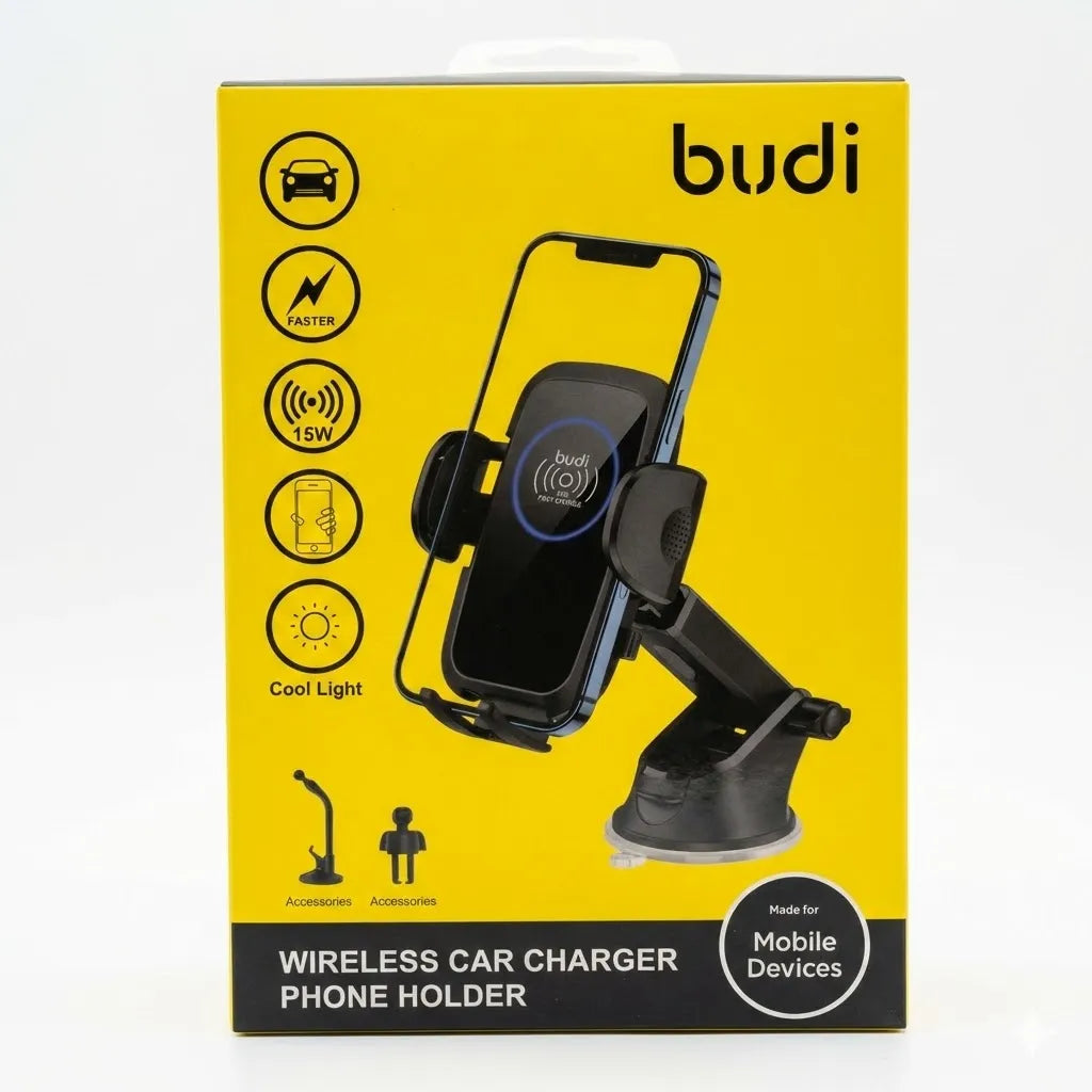 Budi 2-in-1 Wireless Charger & Car Phone Holder